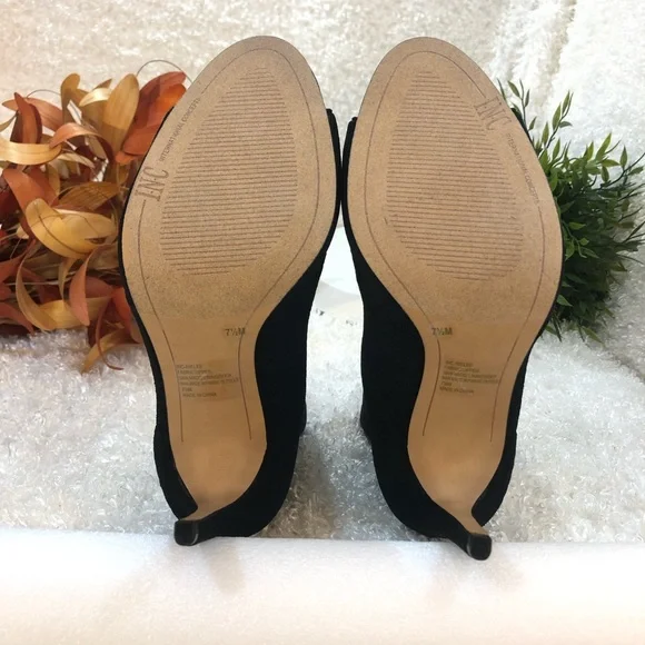 Sale❄️INC textured open peep high heel sock ankle Booties black sandals size 7.5 - Picture 7 of 11